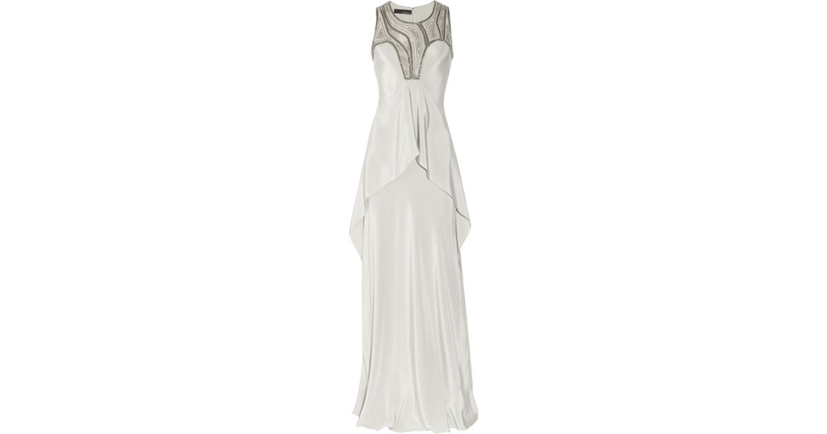 Amanda wakeley Beadembellished Silk Gown in Metallic | Lyst
