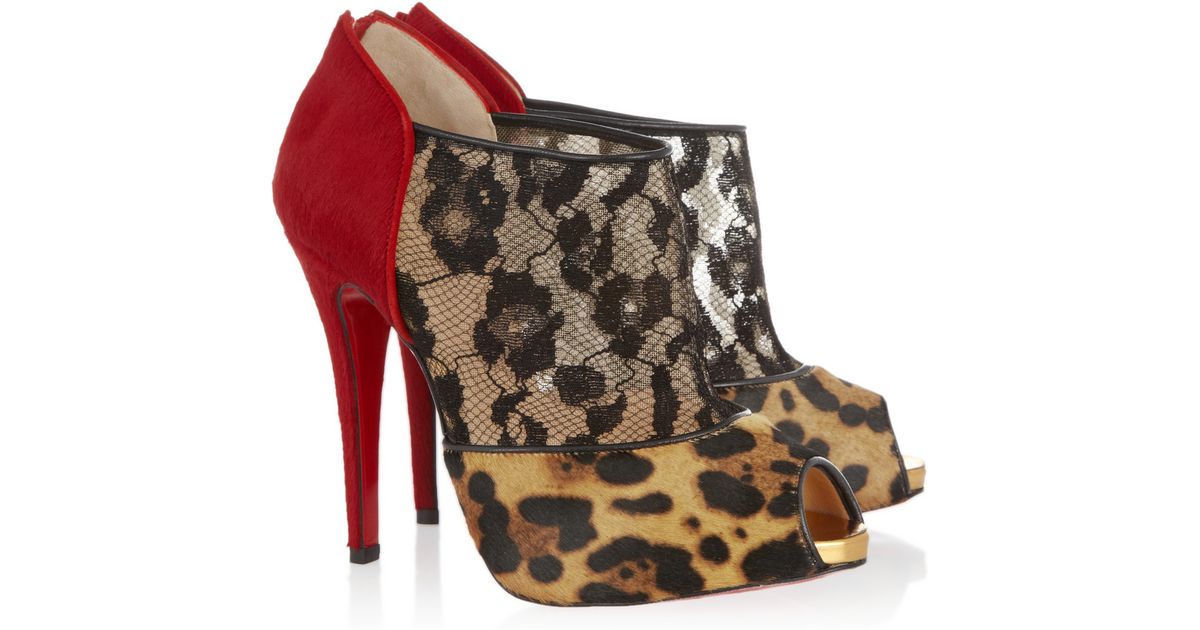 Christian louboutin Aerotonoc 120 Calf Hair And Lace Ankle Boots ...