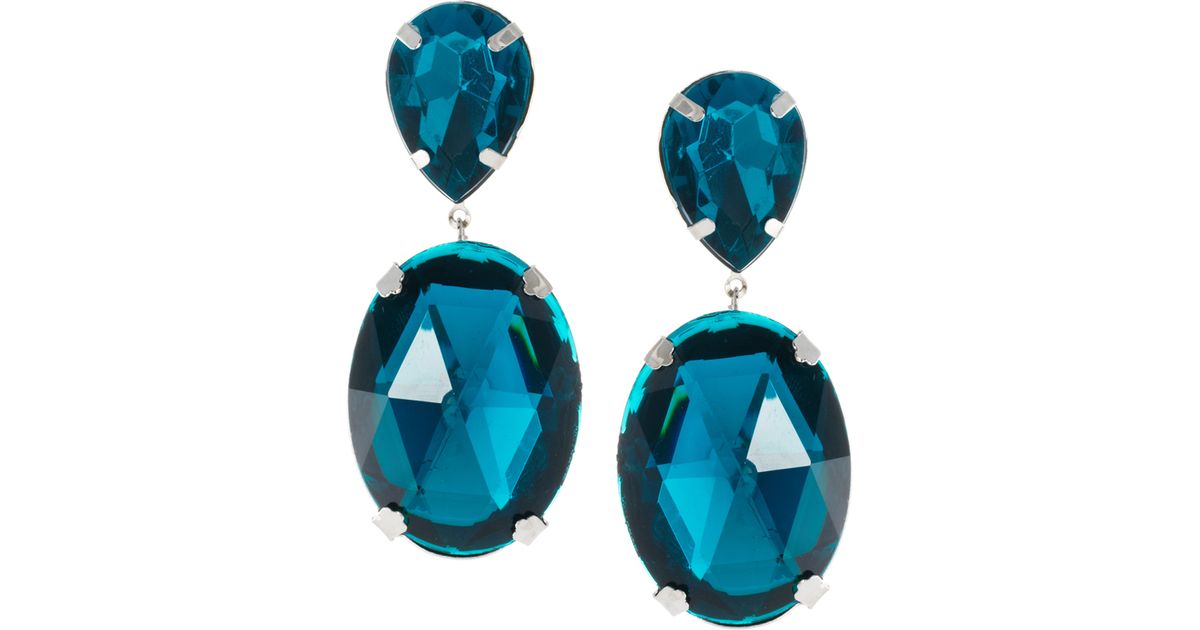 Lyst Asos Gem Drop Earrings In Blue