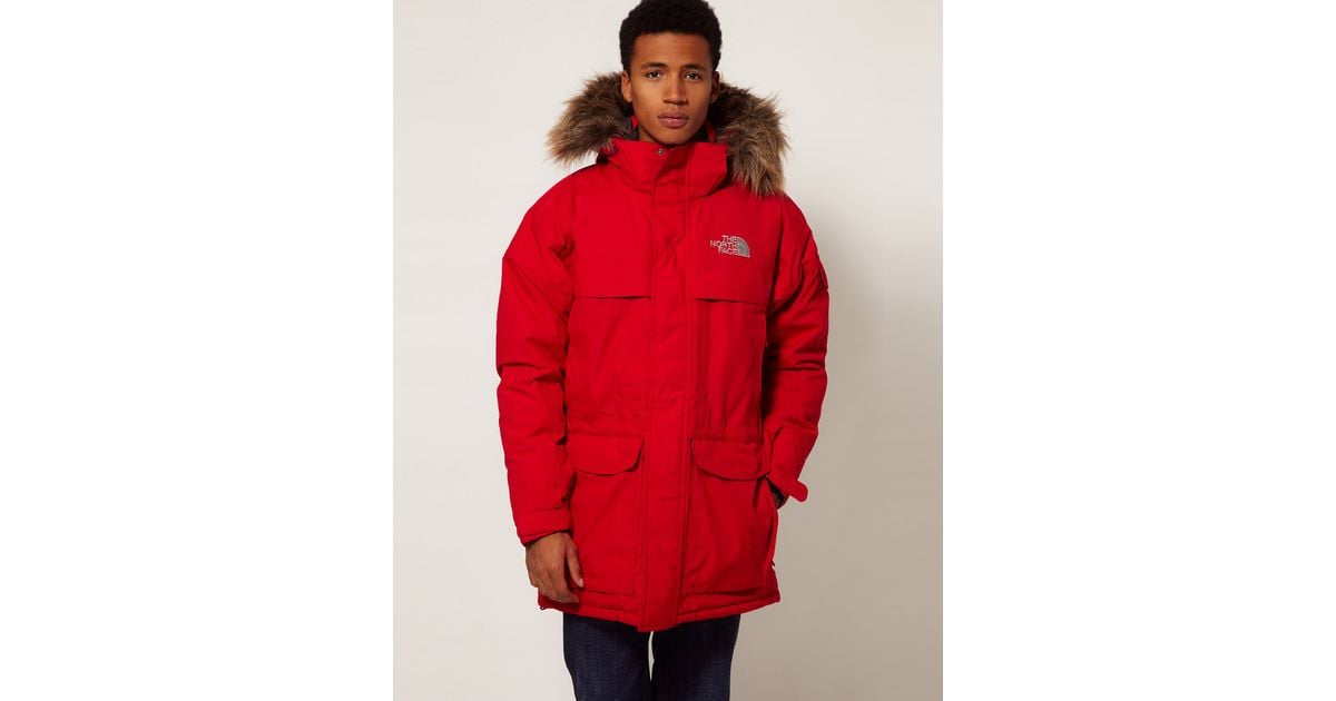north face red parka