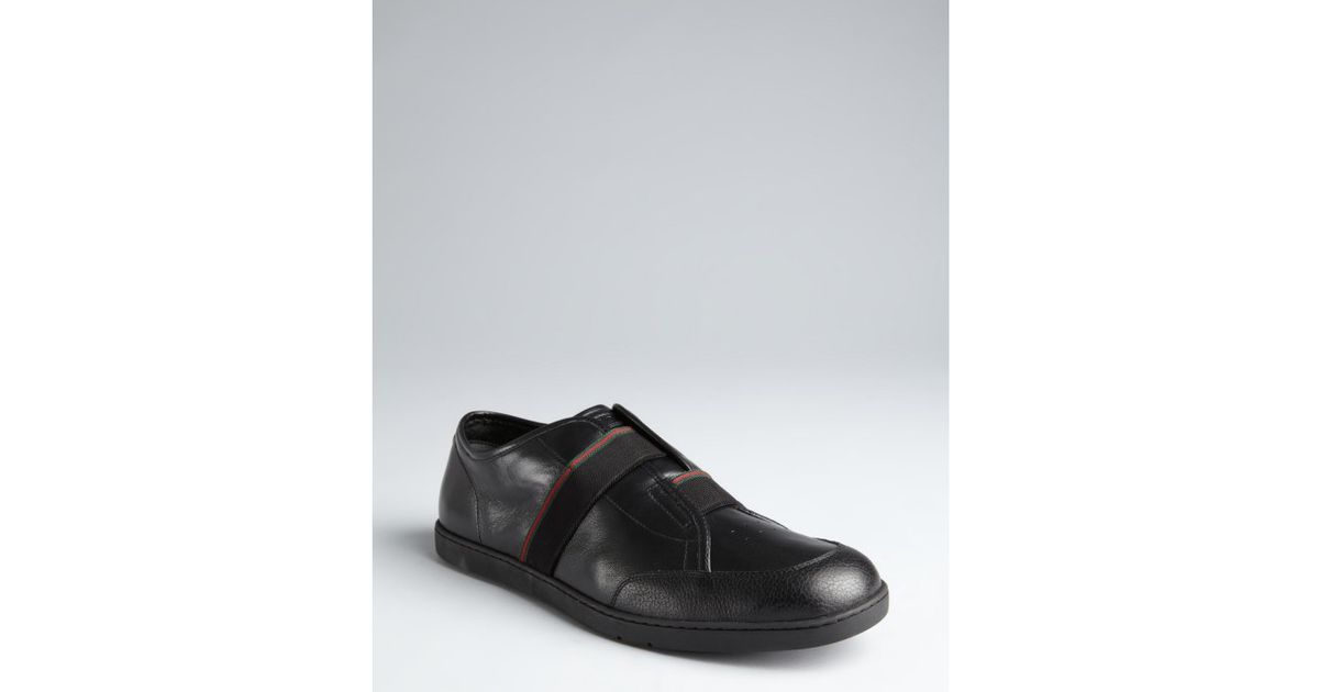 gucci black leather slip on