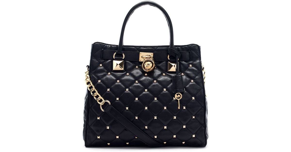 Lyst Michael Michael Kors Large Hamilton Studded Quilted Tote Bag in