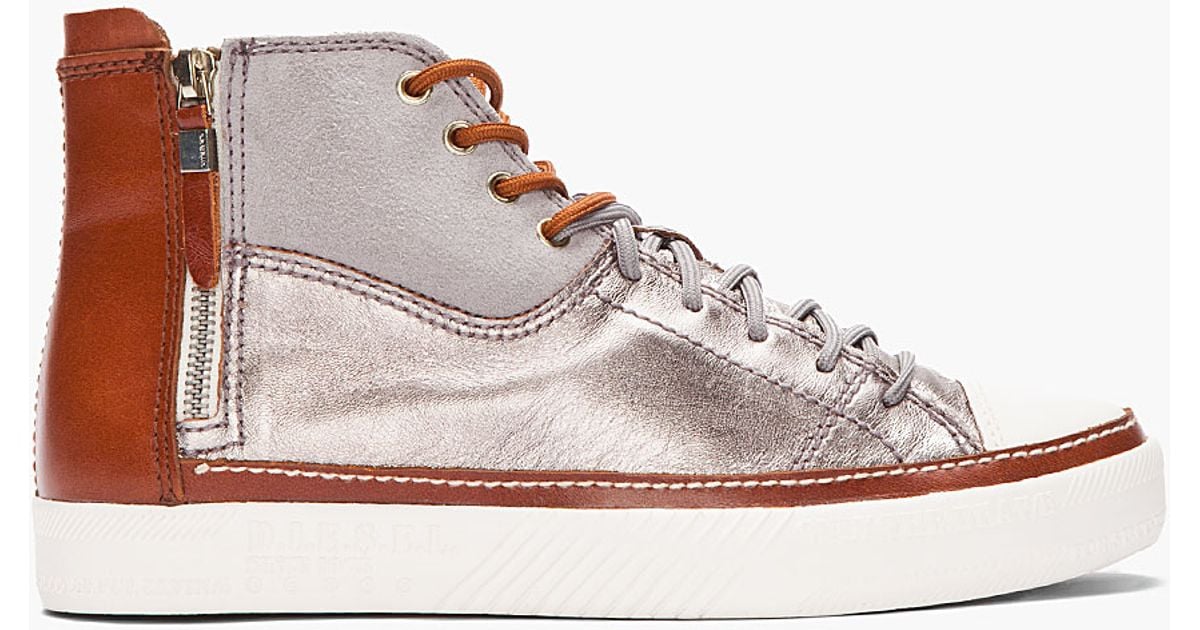 diesel skipper leather sneaker