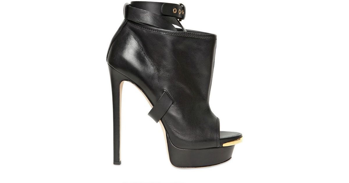 Lyst - Dsquared² 150mm Belted Leather Open Toe Boots in Black