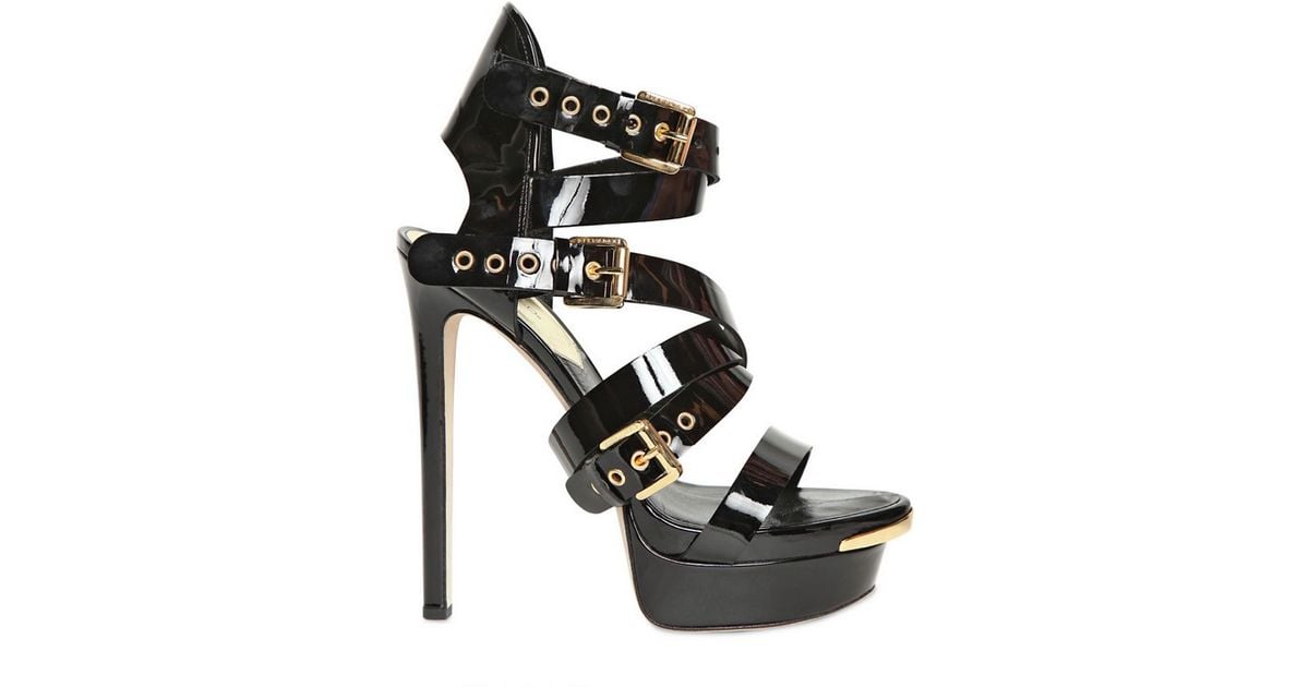 Lyst - Dsquared² 150mm Patent Leather Belted Sandals in Black