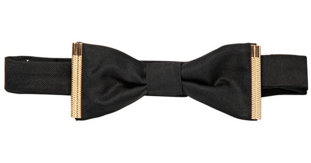 Lyst - DSquared² Gold Metal Trim Silk Twill Bow Tie in Black for Men