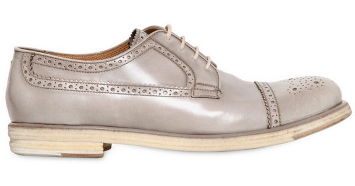 Lyst Giorgio Armani Brushed Leather Derby Brogue In Natural For Men 3481