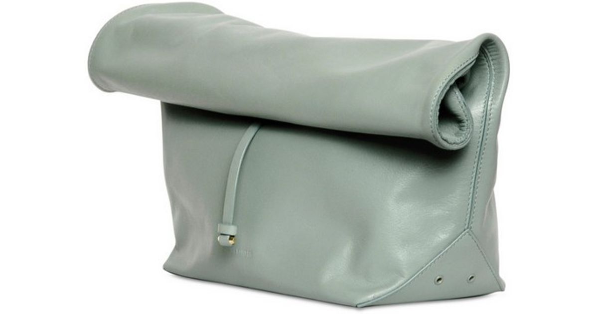 Lyst Jil Sander Nuzzi Na Leather Lunch Bag Clutch In Green