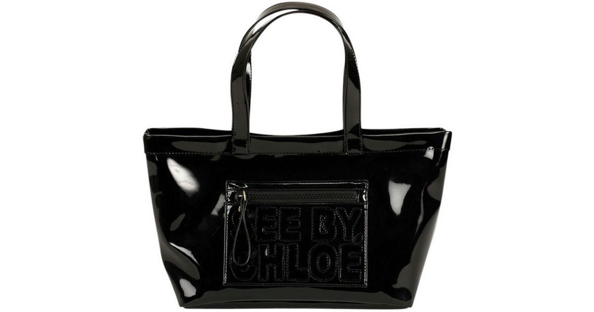 Lyst See By Chloé Medium Patent Pvc Tote In Black