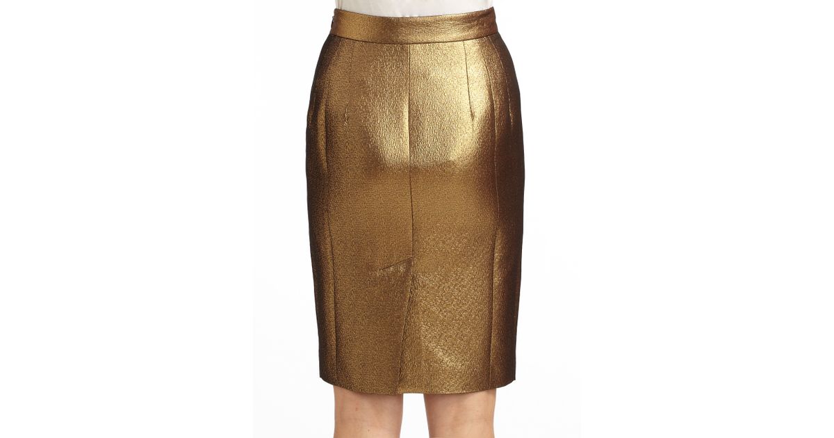 Lyst - Boutique moschino Woven Metallic Pencil Skirt in Metallic