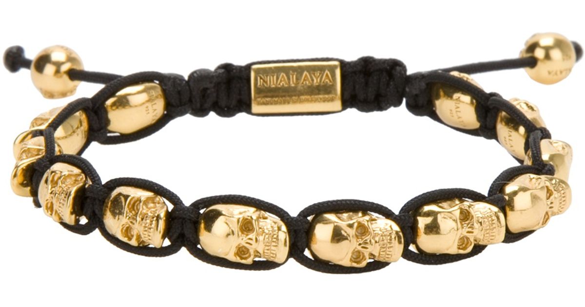 Lyst Nialaya Skull Bracelet In Metallic For Men