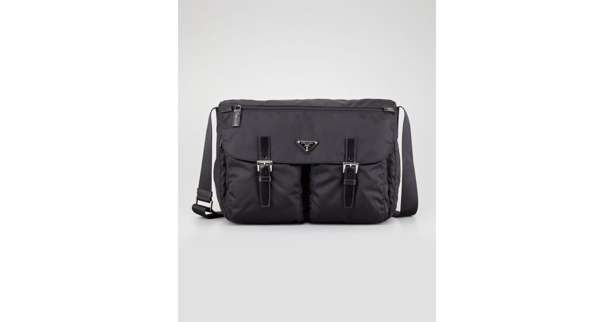 Prada Vela Bucklepocket Messenger Bag in Black (nero) | Lyst