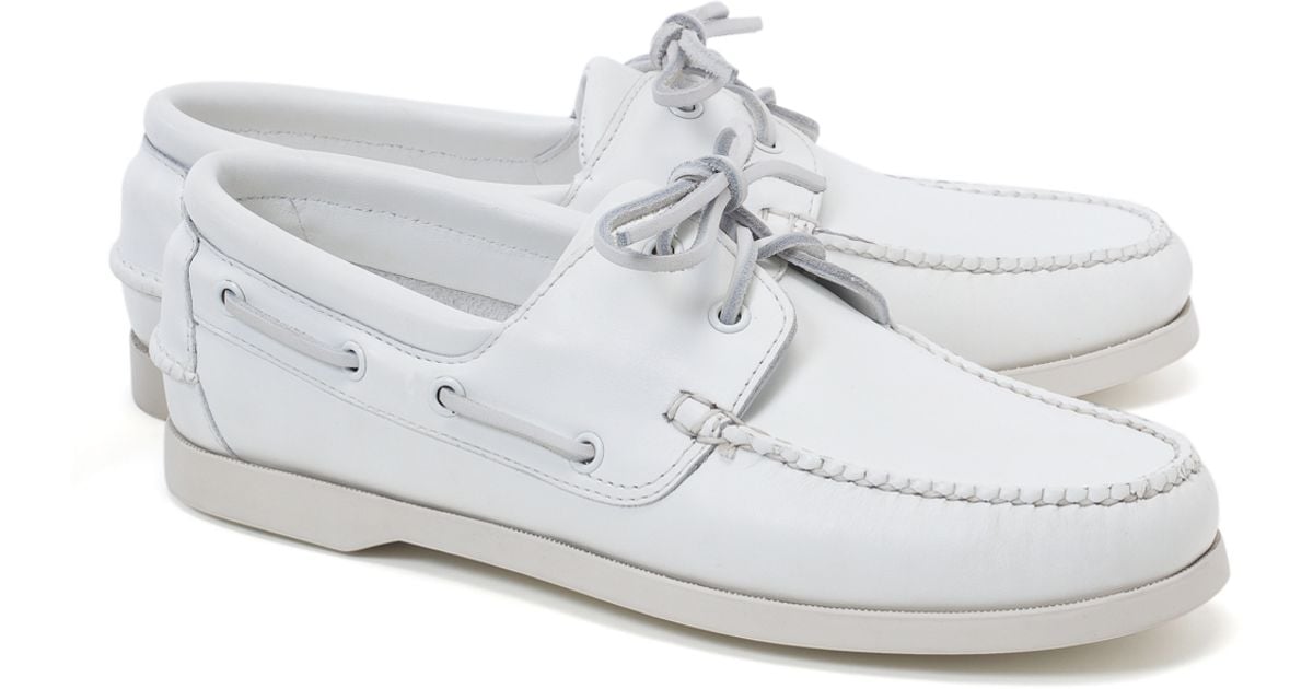 Brooks brothers Leather Boat Shoes in White for Men Lyst