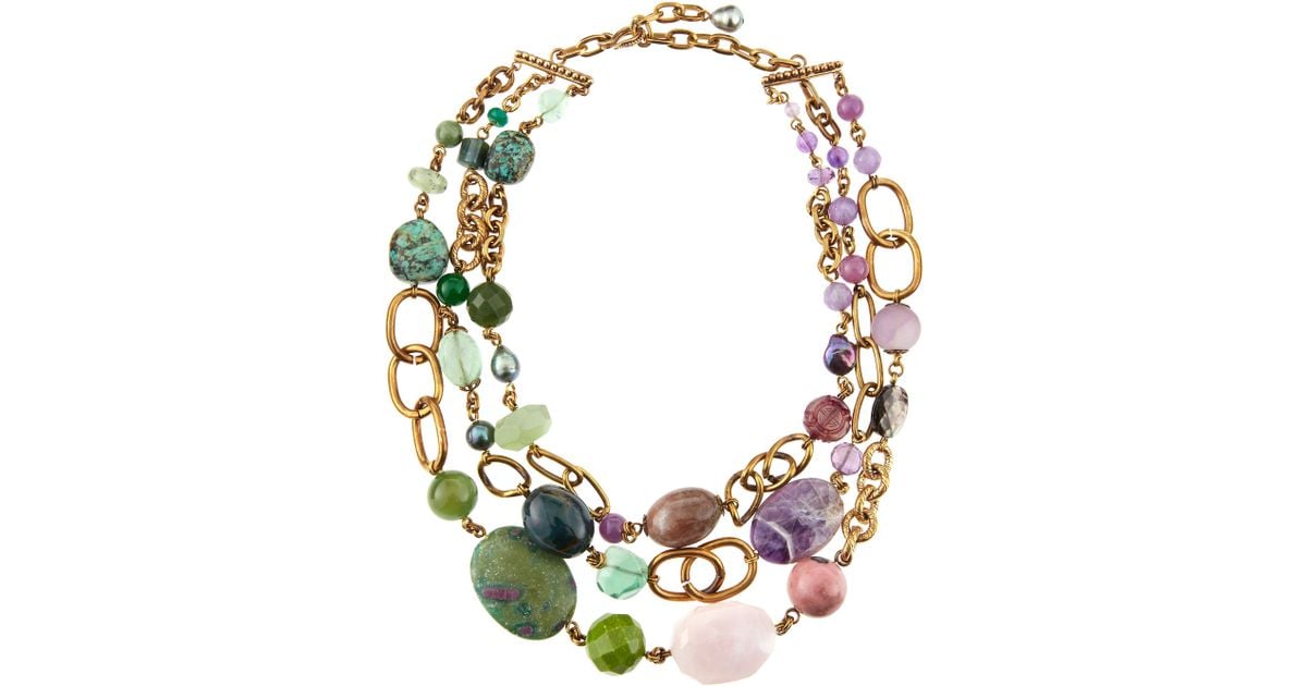 Lyst - Stephen Dweck Threestrand Multistone Necklace in Purple