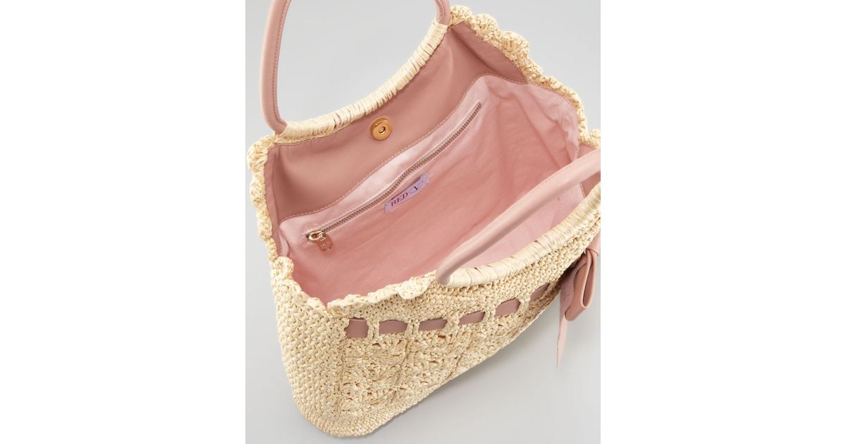 Lyst Red Valentino Leather and Crochet Raffia Tote Bag in Natural