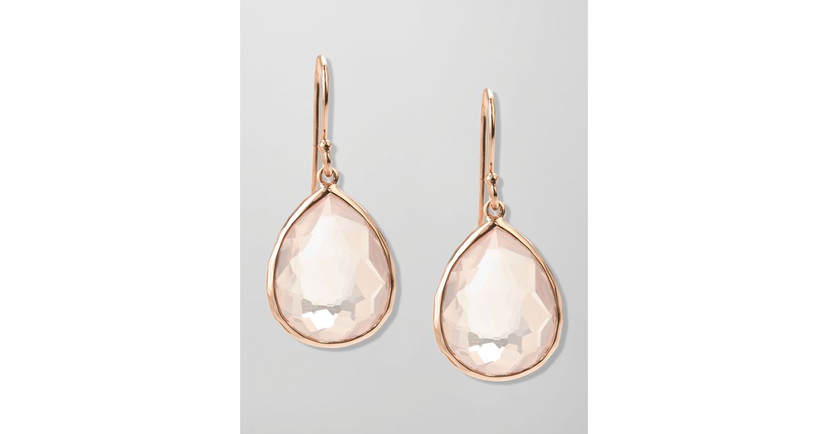 Lyst Ippolita Singledrop Rose Gold Earrings Clear Quartz In Pink