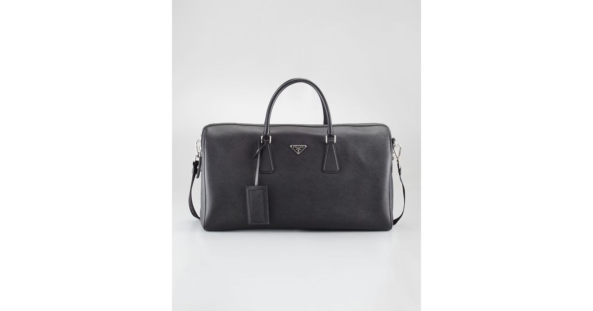 Prada Saffiano Duffel Bag Black in Black | Lyst