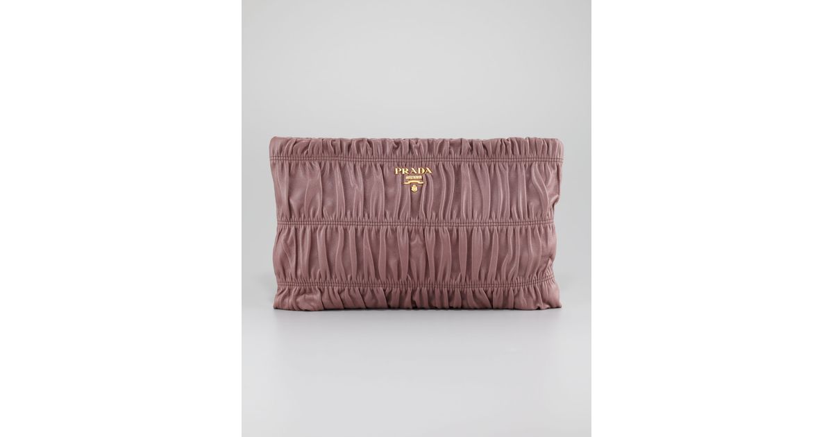 Prada Napa Gaufre Clutch Bag in Pink (rosa scuro) | Lyst