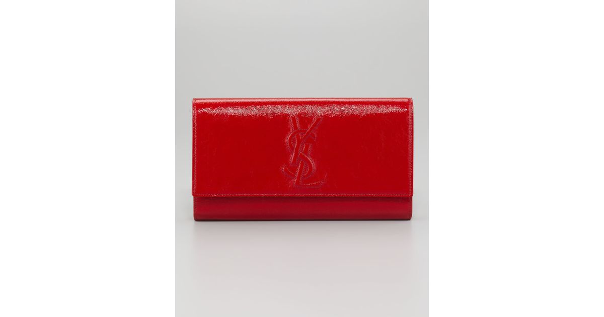 Saint laurent Belle Du Jour Clutch Bag in Red (deep red) | Lyst