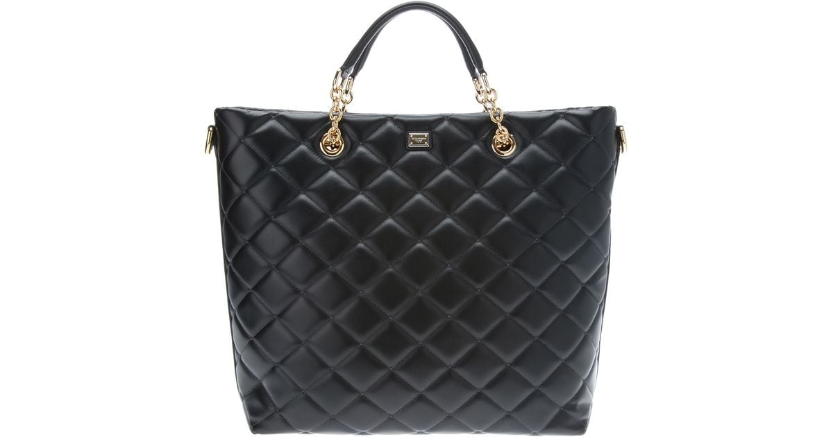 Dolce Gabbana Black Quilted Tote Bag