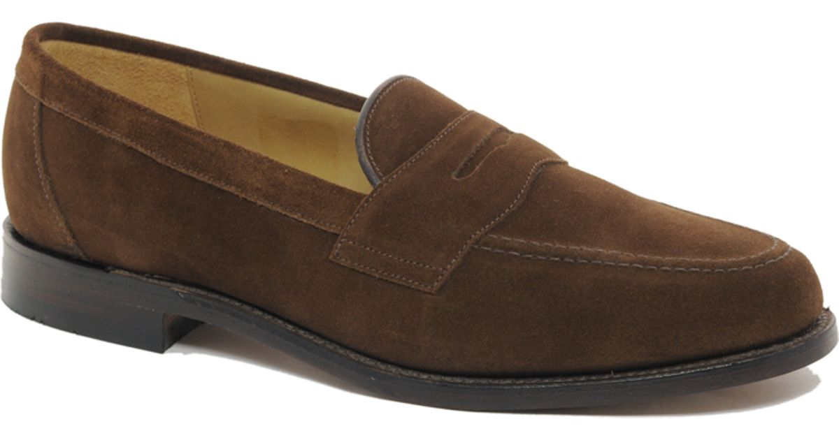 Loake Eton Suede Penny Loafers in Brown for Men | Lyst