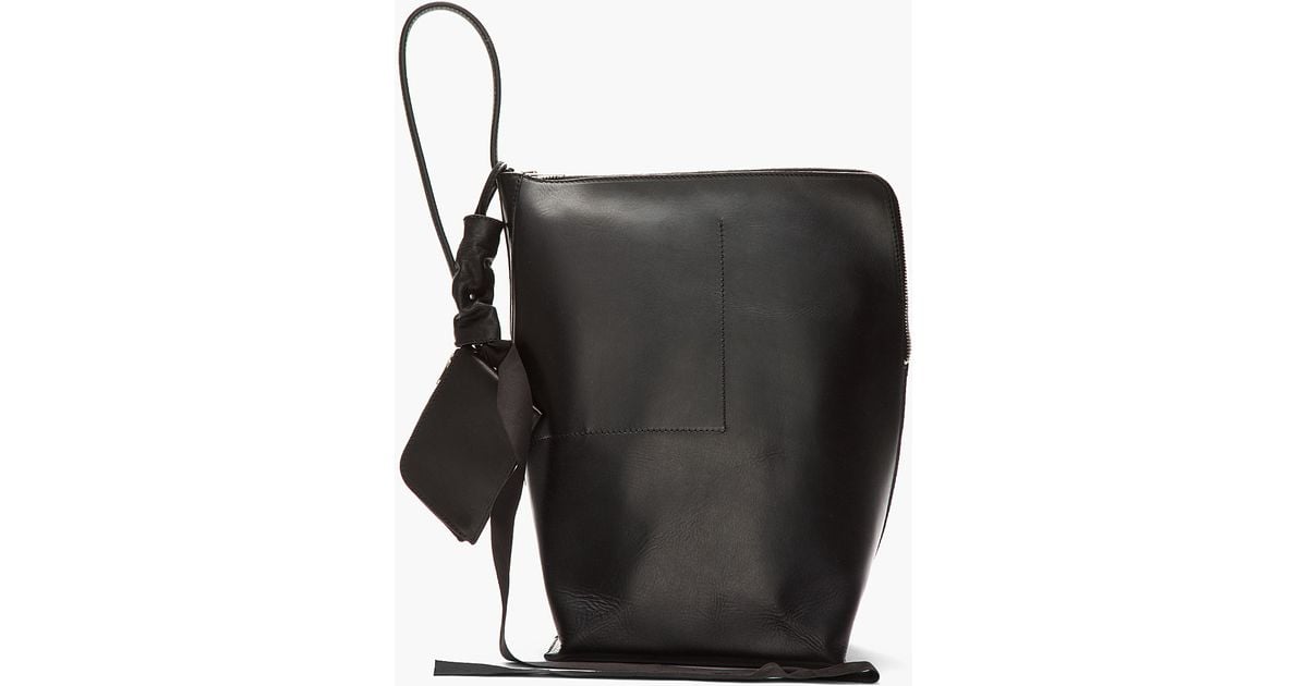 Lyst Rick Owens Black Triangular Leather New Bucket Bag In Lyst Rick Owens Black Triangular Leather New Bucket Bag In For Men