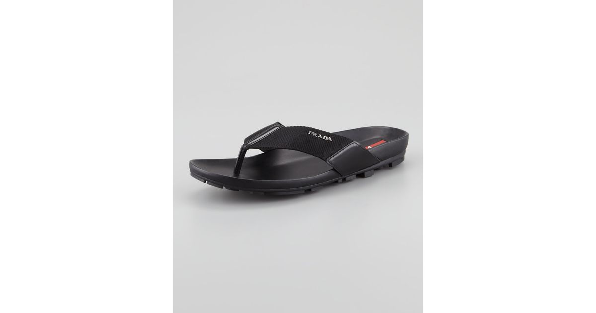 Lyst - Prada Nylon Thong Sandal in Black for Men