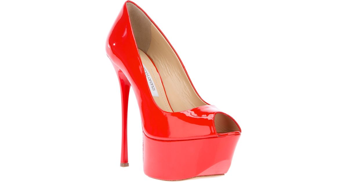 Lyst - Gianmarco Lorenzi Patent Platform Sandal in Red