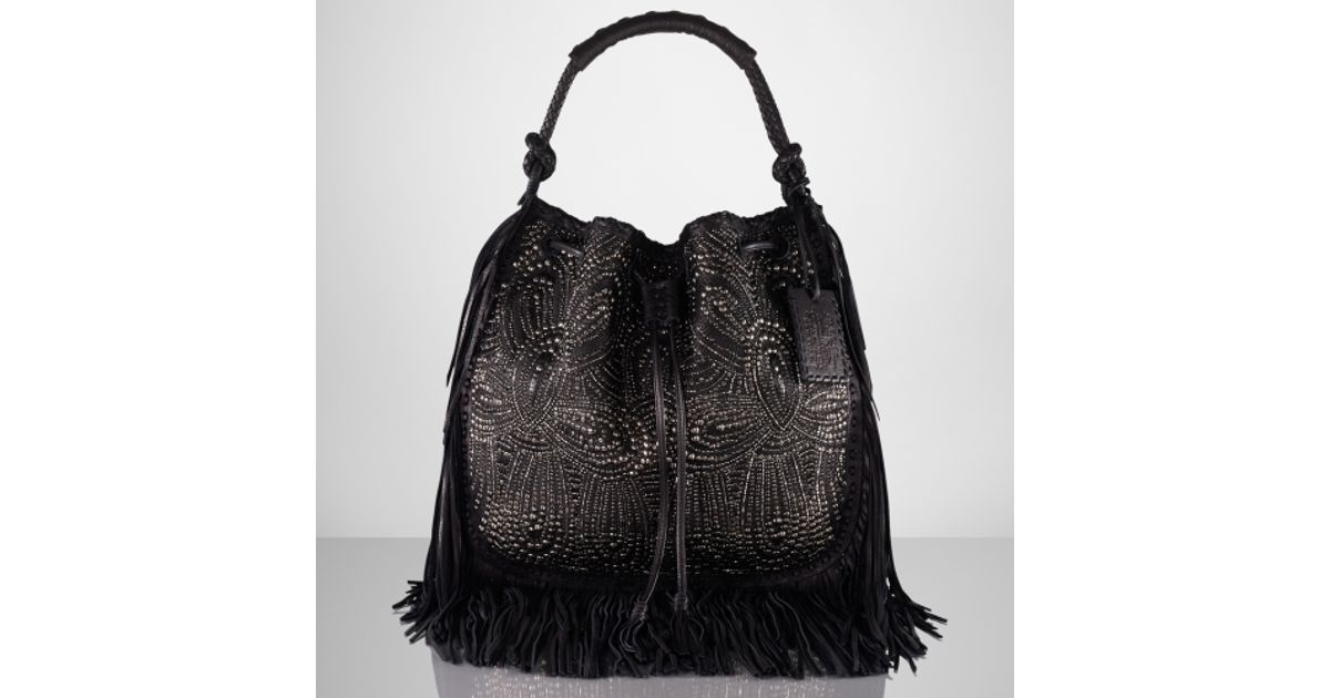 ralph lauren fringe hobo bag