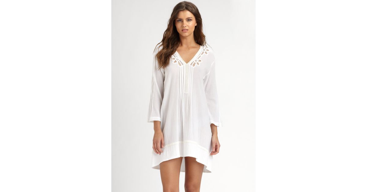 Lyst - Oscar De La Renta Cotton Gauze Sleepshirt in White