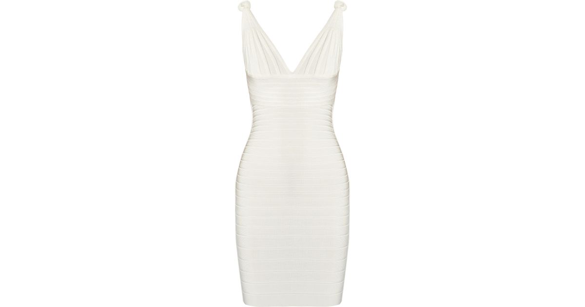 Lyst - Hervé Léger Bandage Mini Dress in White