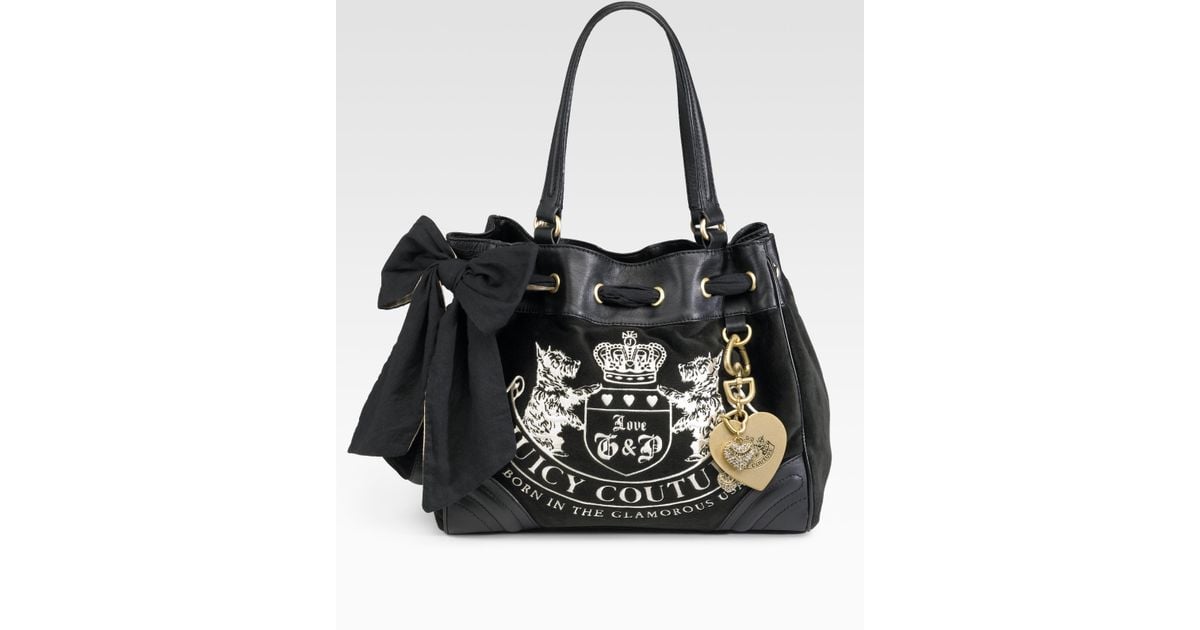Lyst Juicy Couture Velour Heritage Crest Dreamer Bag In Black