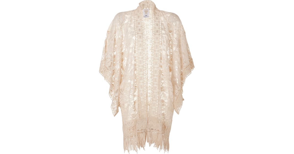 Lyst Anna Sui Mixed Lace Kimono in Cream in White