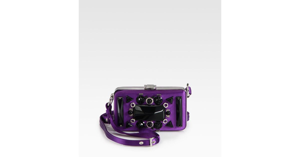 Prada Raso Ricamo Satin Box Clutch in Purple (violet) | Lyst