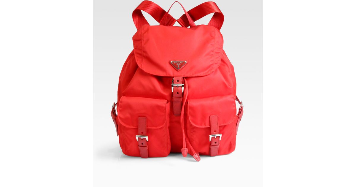 Prada Vela Backpack in Red (rosso-red) | Lyst  