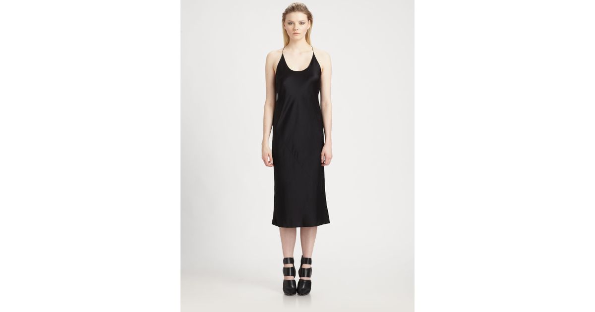 Lyst T By Alexander Silk Satin Slip Dress In Black