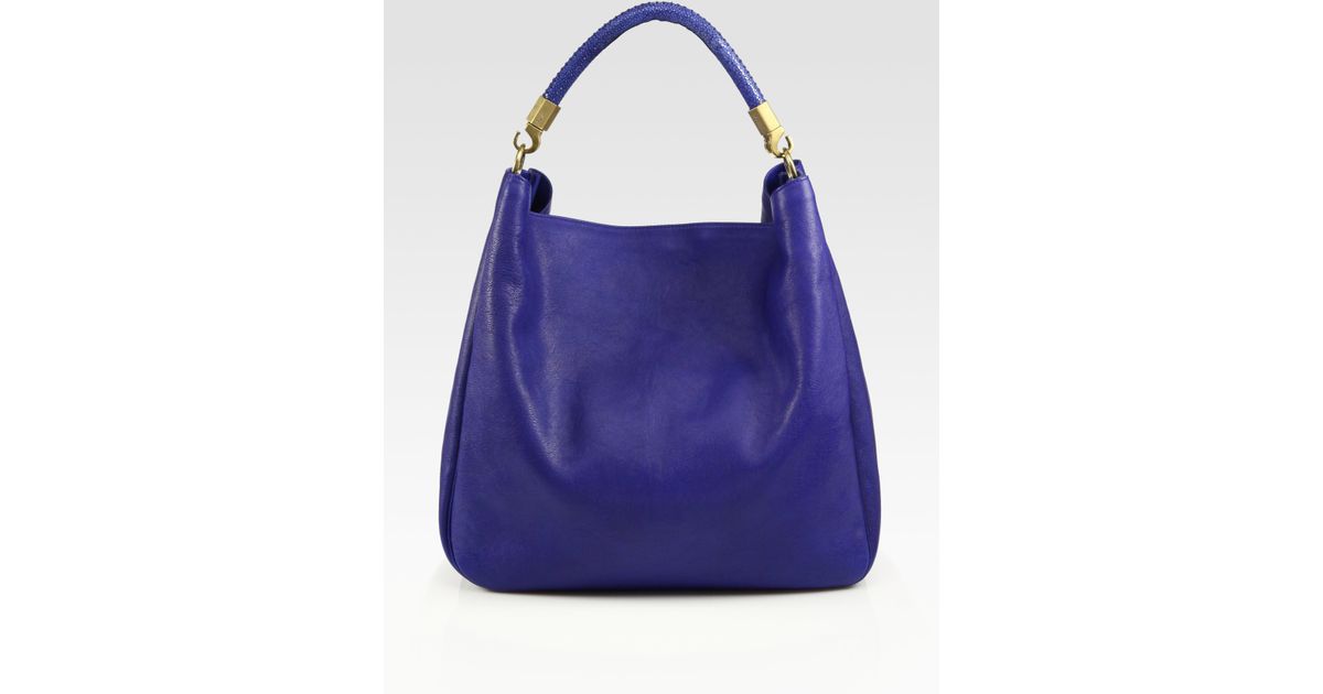 Saint laurent Ysl Large Leather Roady Hobo Bag in Blue (tabacco ...  