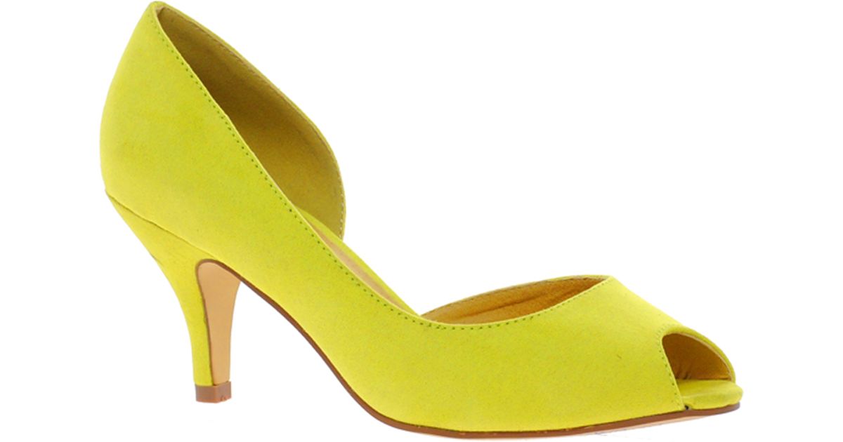 Lyst Asos Sugar Cube Heels With Peep Toe In Yellow