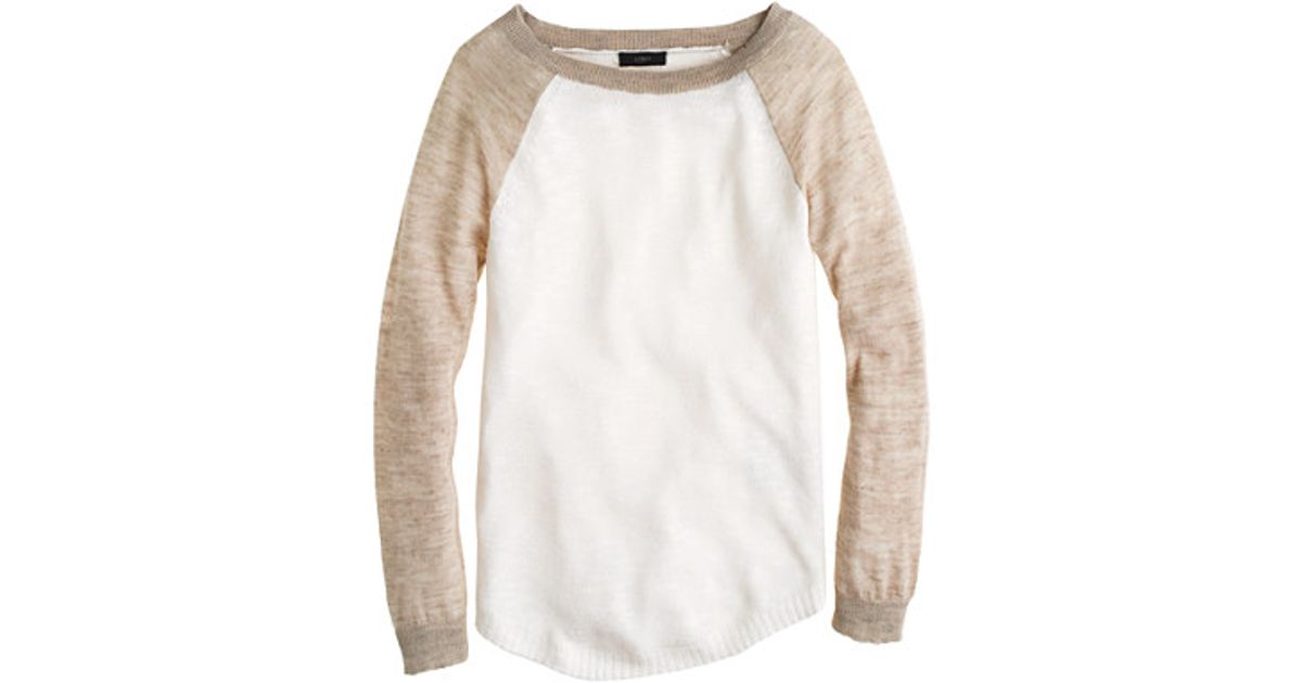 J.crew Linen Baseball Sweater in White Lyst