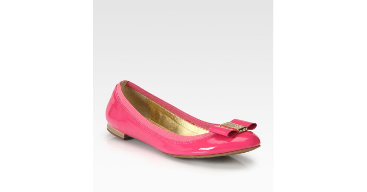 Lyst - Kate Spade New York Tock Patent Leather Bow Ballet Flats in Pink