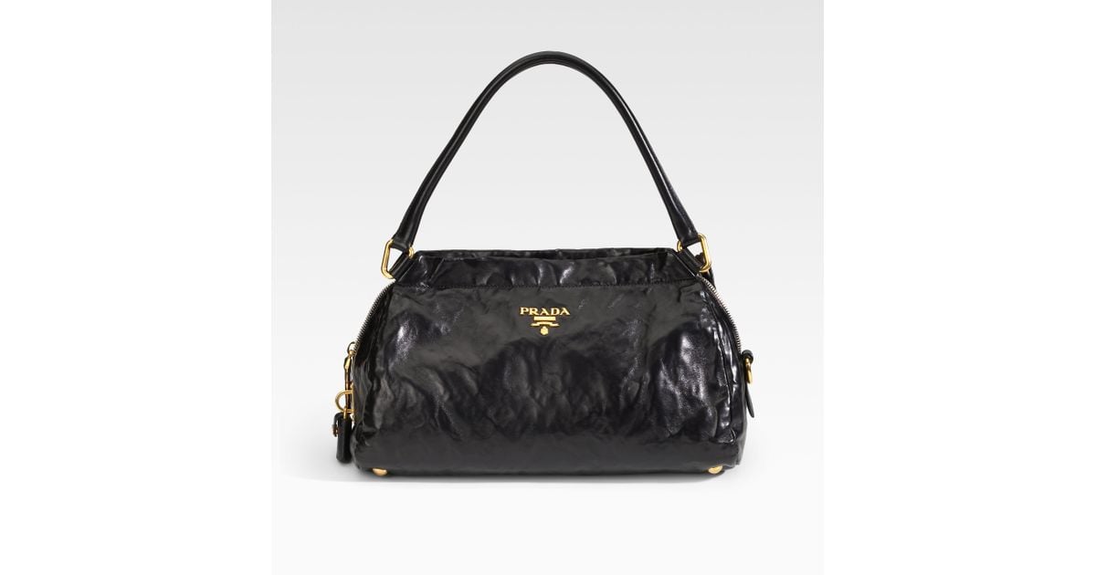 Prada Nappa Antique Shoulder Bag in Black | Lyst