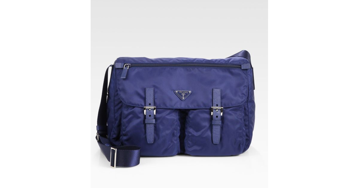 Prada Vela Two-pocket Messenger Bag in Blue (royal) | Lyst