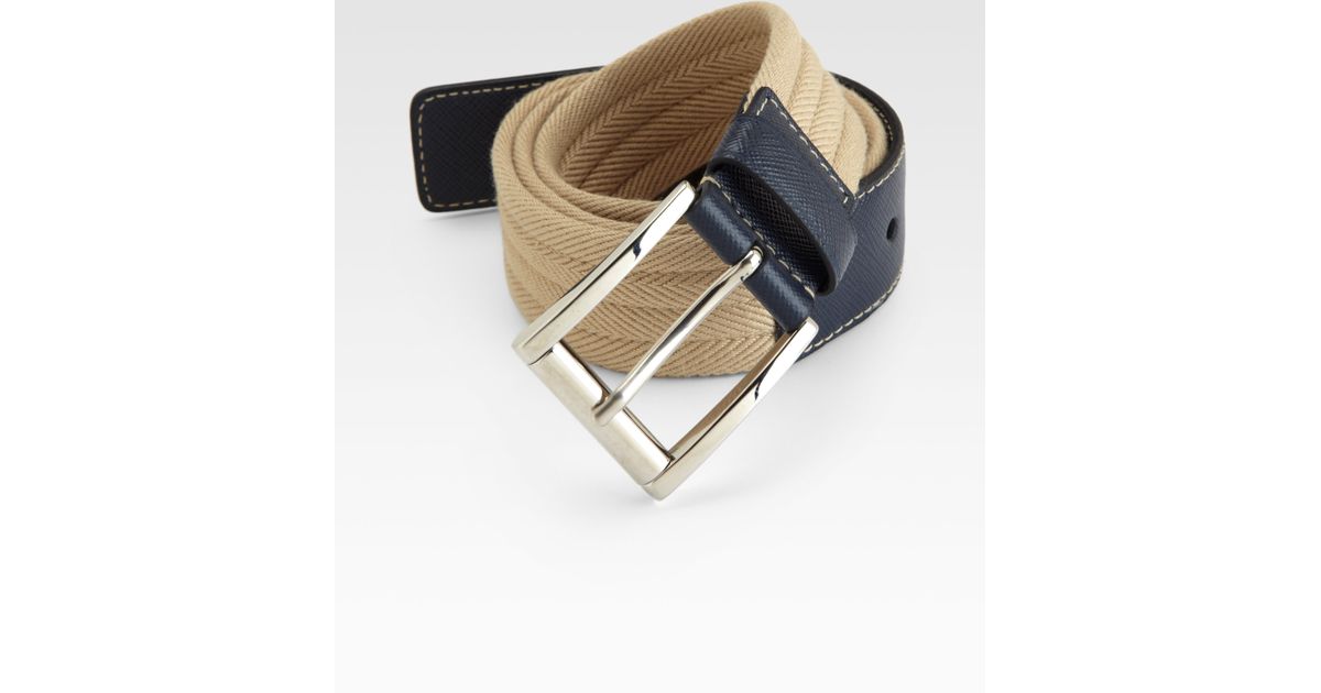 Prada Cintura Belt in Blue for Men (tan-blue) | Lyst  