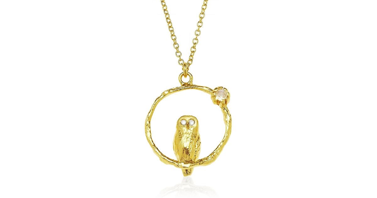 Alex monroe Gold Vermeil Flower Bird Hoop Necklace in Gold ...