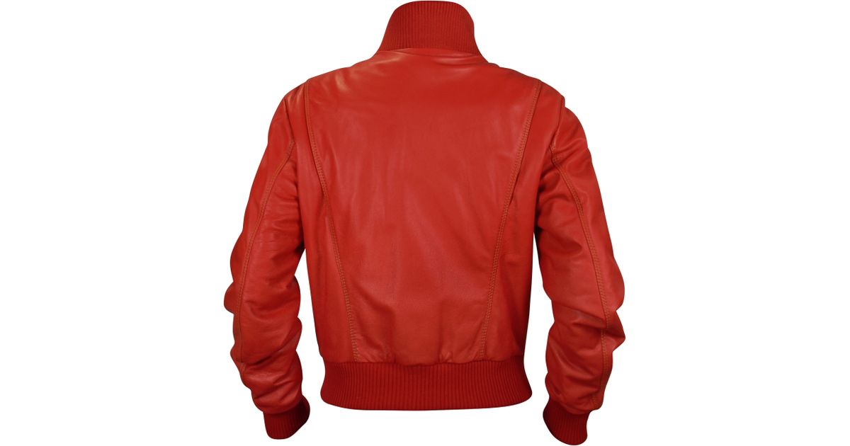 Forzieri Women's Red Leather Bomber Jacket in Red | Lyst