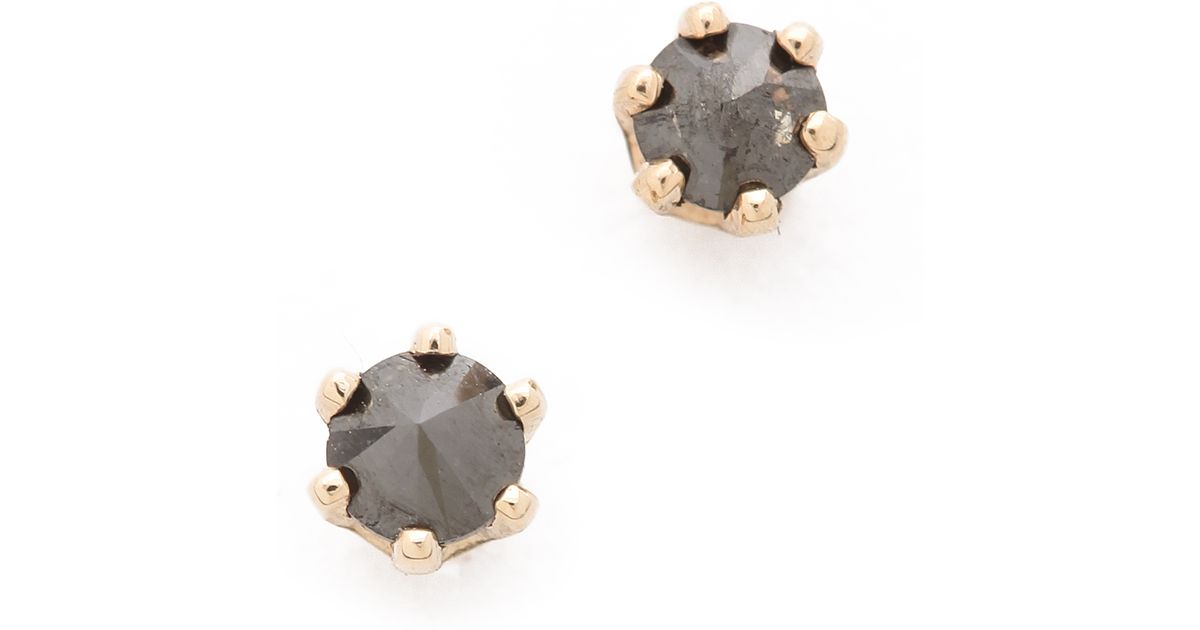 Lyst Blanca Monros Gomez Little Black Diamond Stud Earrings In