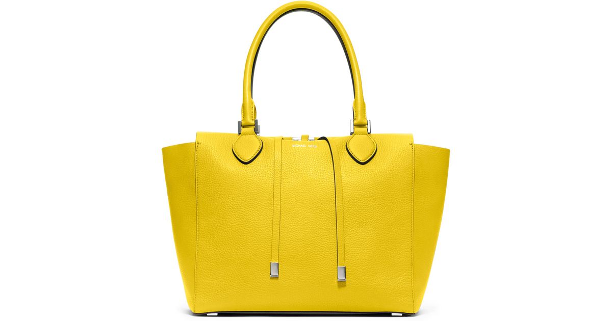 Michael kors Large Miranda Grained Tote in Yellow (chartreuse) | Lyst