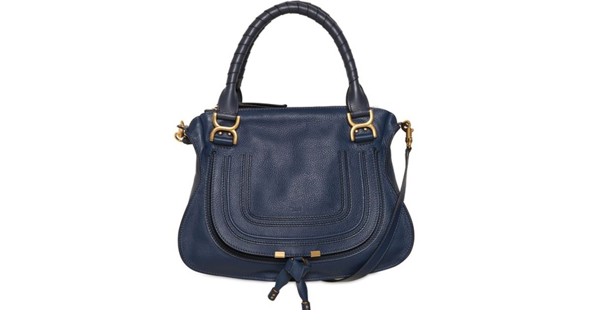 Chlo Medium Marcie Textured Leather Bag in Blue (royal navy) | Lyst  