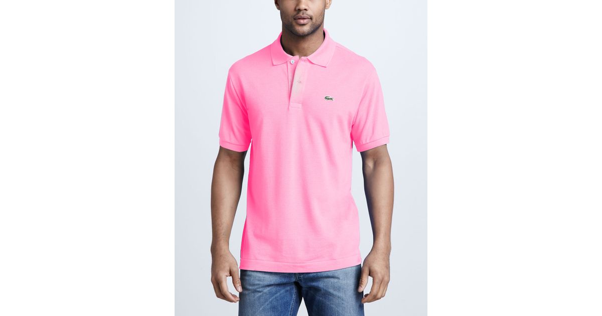 mens pink lacoste polo