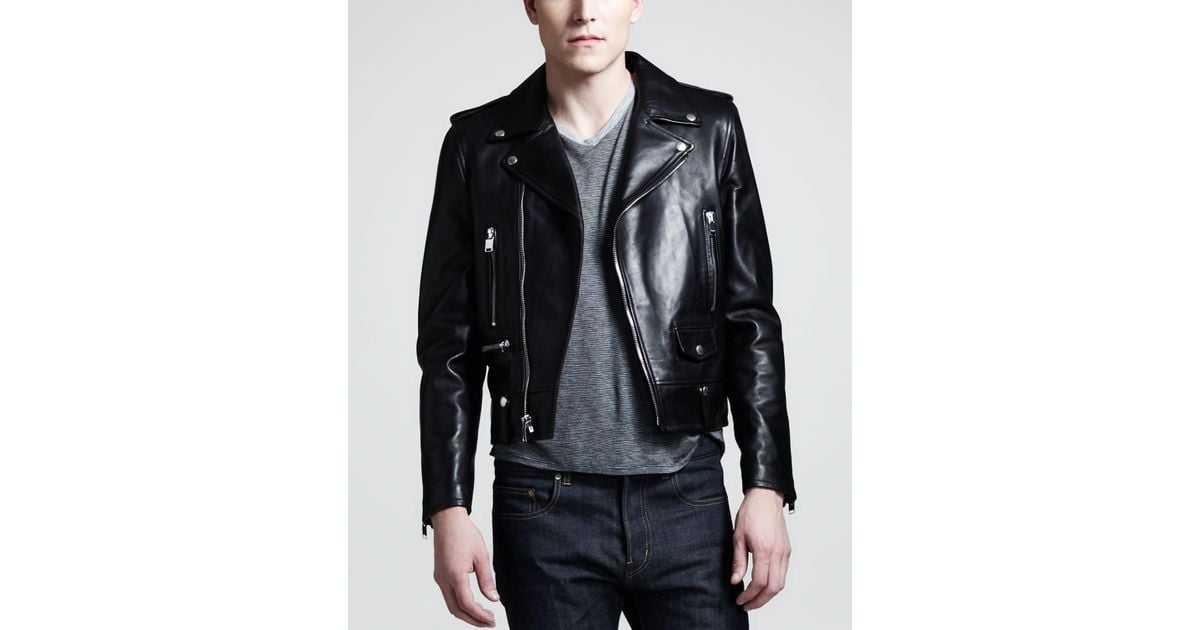 yves saint laurent leather jacket mens